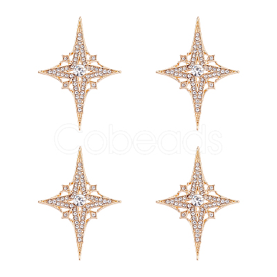 4Pcs Alloy Rhinestone Lapel Pins for Backpack Clothes JEWB-HY0001-64A-1