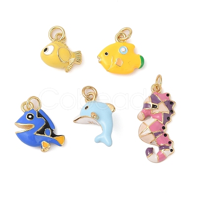 Rack Plating Brass Enamel Pendants KK-G507-03G-1