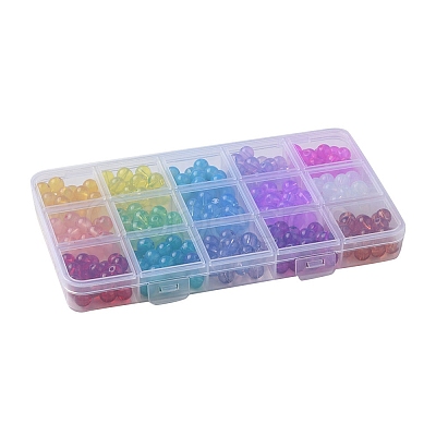 330Pcs 15 Colors Baking Paint Glass Beads Strands DGLA-YW0001-08-1