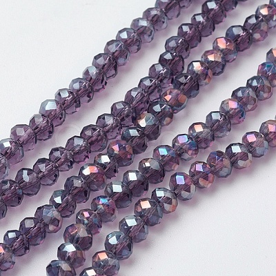 Electroplate Glass Beads Strands X-EGLA-F124-FR-B08-1