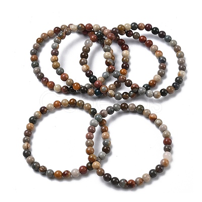 Natural Alashan Agate Round Beads Stretch Bracelets for Women BJEW-Z158-03M-04-1