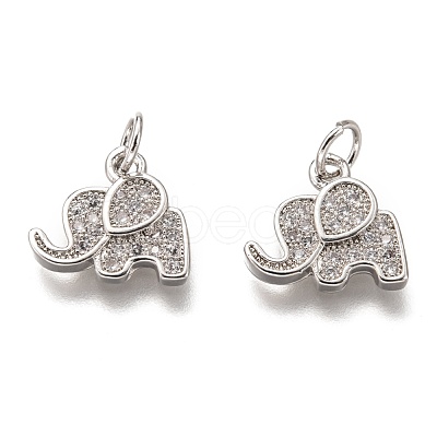 Brass Micro Pave Clear Cubic Zirconia Charms ZIRC-C020-35P-1