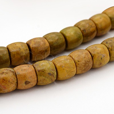 Natural Larderite Shoushan Tianhuang Stone Drum Bead Strands G-E252-27-1