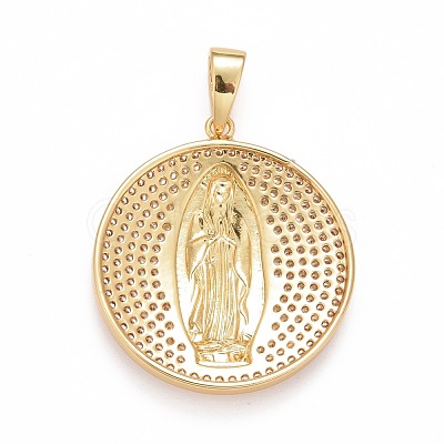 Rack Plating Brass Micro Pave Clear Cubic Zirconia Pendants KK-M229-01G-1