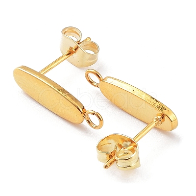 201 Stainless Steel Oval Stud Earring Findings X-STAS-K259-20G-1