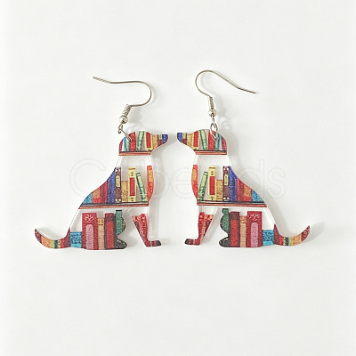 Printed Iron Acrylic Dangle Earrings WG7378E-02-1