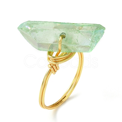 4Pcs 4 Color Dyed Natural Quartz Crystal Points Nuggets Finger Rings RJEW-TA00114-1