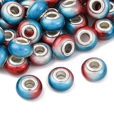 Two Tone Opaque Resin Rondelle European Beads RESI-Z046-02C-1