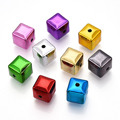 UV Plating Opaque Acrylic Beads PACR-T017-08-1