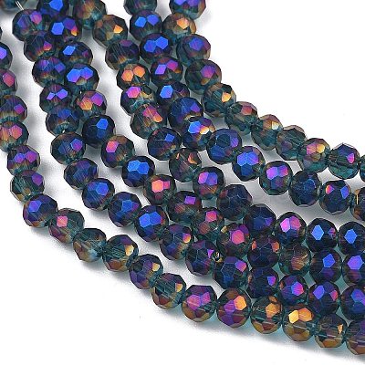 Electroplate Transparent Glass Beads Strands EGLA-A034-T4mm-G10-1