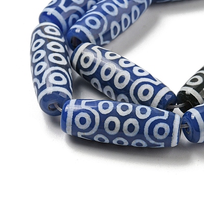 Blue Tibetan Style dZi Beads Strands TDZI-NH0001-B02-01-1