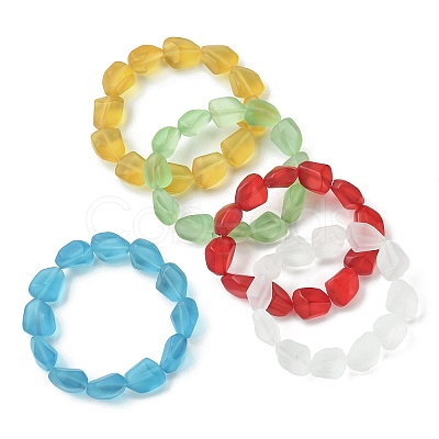 Transparent Frosted Glass Beaded Stretch Bracelets for Women BJEW-JB09512-1