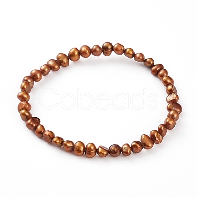 Dyed Natural Cultured Freshwater Pearl Beads Stretch Bracelets BJEW-JB05892-1