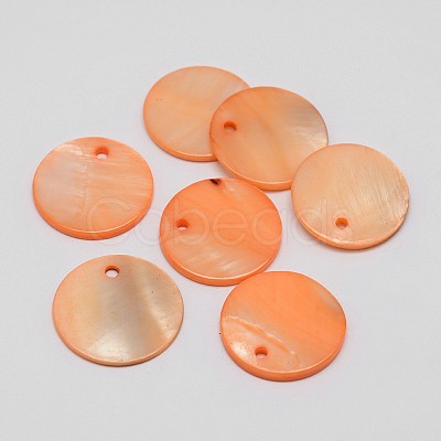 Dyed Natural Flat Round Shell Pendant SHEL-P003-06D-1