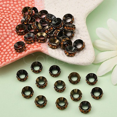 Brass Rhinestone Spacer Beads RB-A020-10mm-15AB-1