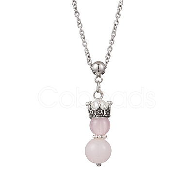 6Pcs 6 Colors Handmade Glass Beaded Prince with Crown Pendant 304 Stainless Steel Cable Necklaces for Women NJEW-JN05447-1
