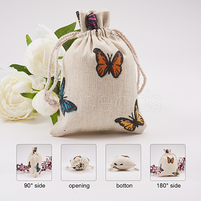 Polycotton(Polyester Cotton) Packing Pouches Drawstring Bags X-ABAG-T004-10x14-03-1