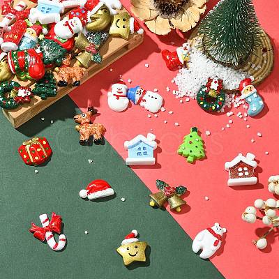 48Pcs 24 Styles Christmas Theme Opaque Resin Cabochons RESI-CJ0004-82-1