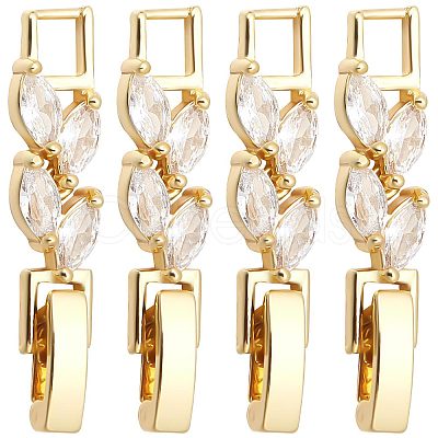 SUNNYCLUE 10Pcs Rack Plating Brass Clear Cubic Zirconia Watch Band Clasps KK-SC0003-11G-1