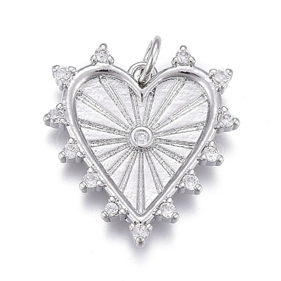 Brass Micro Pave Clear Cubic Zirconia Pendants ZIRC-M108-29-P-1