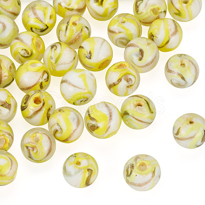 30Pcs Handmade Gold Sand Lampwork Beads LAMP-TA0002-37E-1