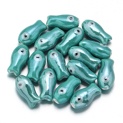 Handmade Porcelain Beads PORC-WH0023-003E-1