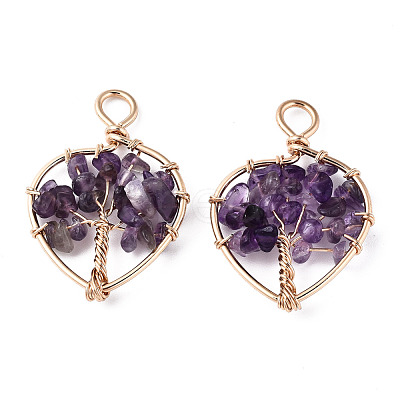 Natural Amethyst Pendants G-T131-97B-09-1