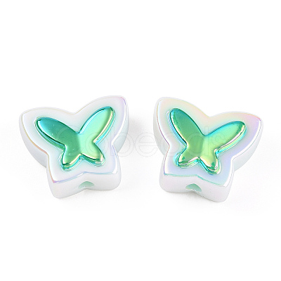 UV Plated Rainbow Acrylic Beads X-PACR-N015-02-1