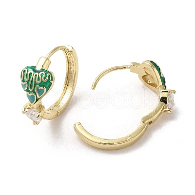 Golden Brass Heart Hoop Earrings EJEW-L268-024G-02-1