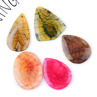 Natural Crackle Agate Pendants G-S208-01-1