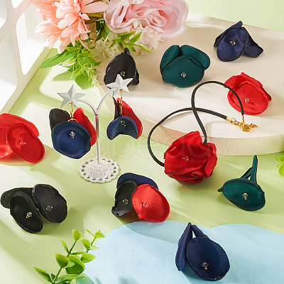 20Pcs 5 Style Silk Artificial Rose Flower Pendant PALLOY-TA00174-1