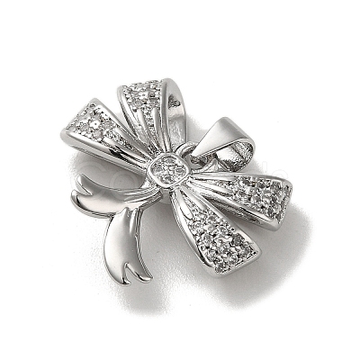 Rack Plating Brass Micro Pave Clear Cubic Zirconia Pendants KK-R158-04P-1