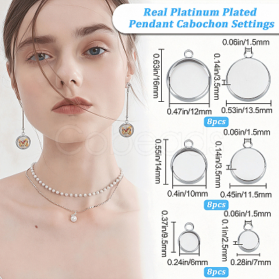 24Pcs 3 Styles Brass Pendant Cabochon Settings KK-BBC0028-71-1