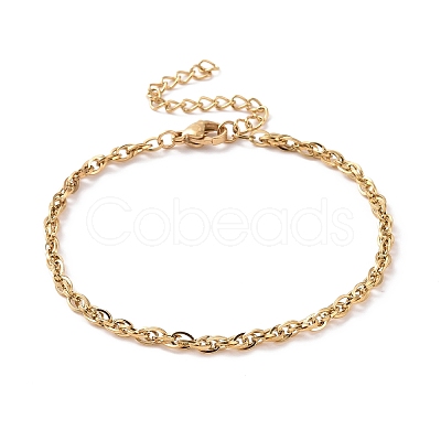 PVD Vacuum Plating 304 Stainless Steel Rope Chain Bracelet for Men Women BJEW-E031-12G-02-1