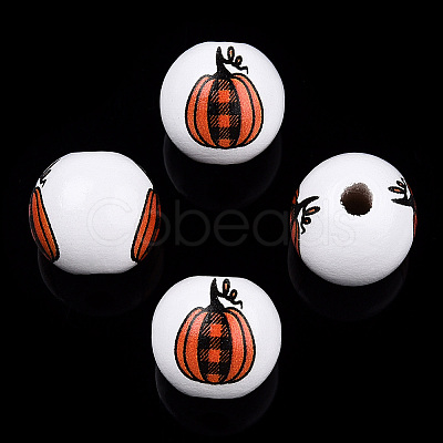 Halloween Theme Printed Natural Wood Beads WOOD-TAC0021-22A-1