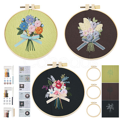 DIY Bouquet Pattern 3D Embroidery Starter Kits DIY-TA0006-26-1