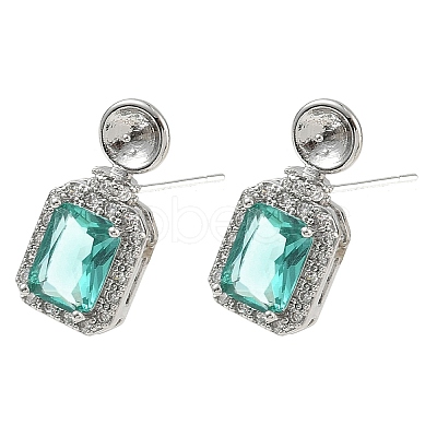 Brass Pave Cubic Zirconia Stud Earring Findings KK-C172-10P-1