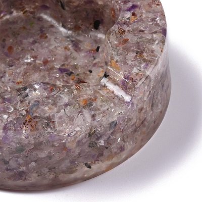 Resin with Natural Orange Quartz Chip Stones Ashtray DJEW-F015-05E-1