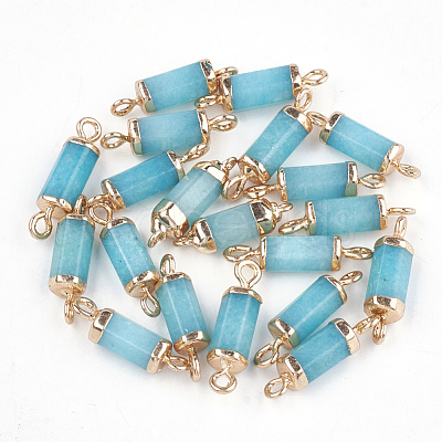 Electroplate Natural White Jade Links connectors G-S344-01B-1