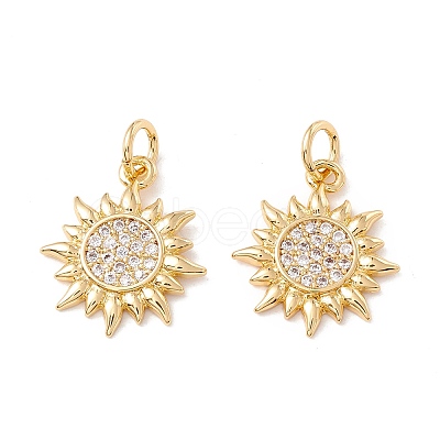 Brass Micro Pave Clear Cubic Zirconia Pendants X-ZIRC-P098-08G-1