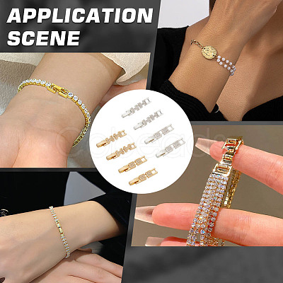 8Pcs 4 Styles Brass Micro Pave Clear Cubic Zirconia Fold Over Clasps KK-AR0004-76-1