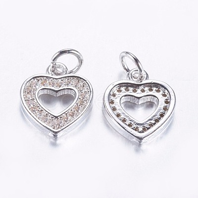 Long-Lasting Plated Brass Micro Pave Cubic Zirconia Charms X-ZIRC-F069-50P-1