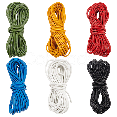 PandaHall Elite 30 Yards 6 Colors Cowhide Leather Cord WL-PH0004-23B-1