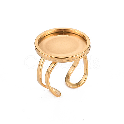 201 Stainless Steel Cuff Ring Findings STAS-S080-040E-G-1