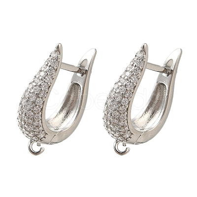 Rack Plating Brass Micro Pave Cubic Zirconia Hoop Earring Findings EJEW-H143-07P-1