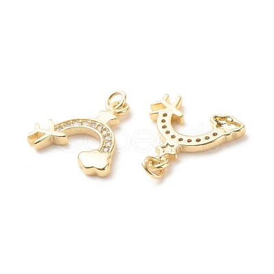 Brass Micro Pave Clear Cubic Zirconia Pendants ZIRC-P099-02G-1