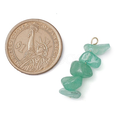 Gradient Color Natural Green Aventurine & Natural Prehnite & Natural Malachite Chip Beaded Pendants PALLOY-JF02795-05-1