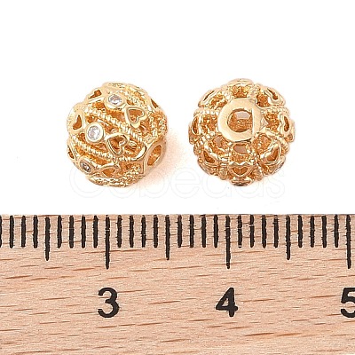 Brass Micro Pave Clear Cubic Zirconia Beads KK-B100-002G-1