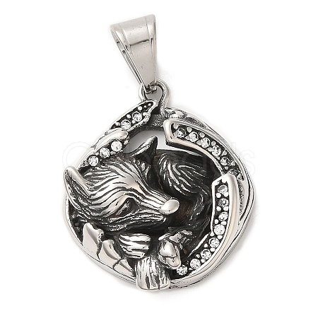 316L Stainless Steel Tibetan Style Rhinestone Pendants STAS-D096-01C-AS-1