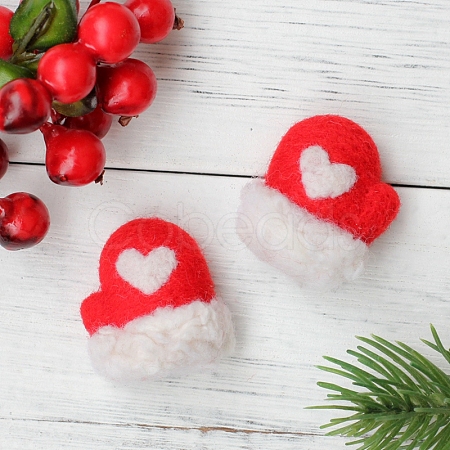 Christmas Theme Gloves Brooch Cactus Needle Felting Kit DIY-K055-01-1